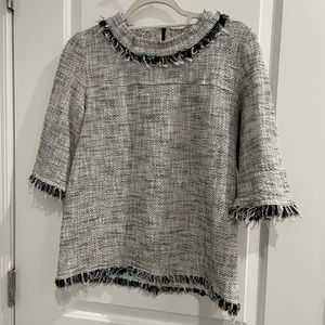 Sara Campbell Black and White Fringe Top